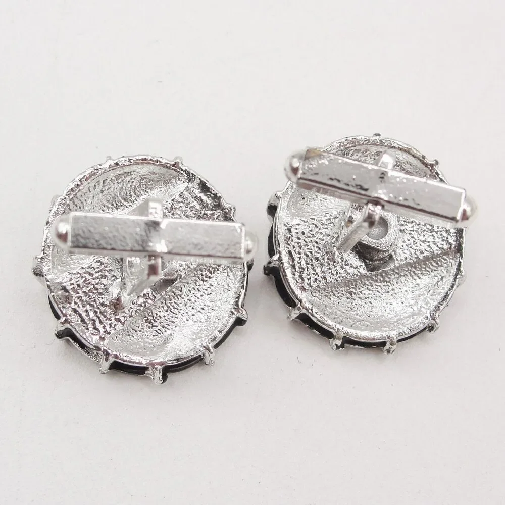 Vintage Snare Drum Cufflinks Jazz Rock Band Music Musician Mother of Pearl Black